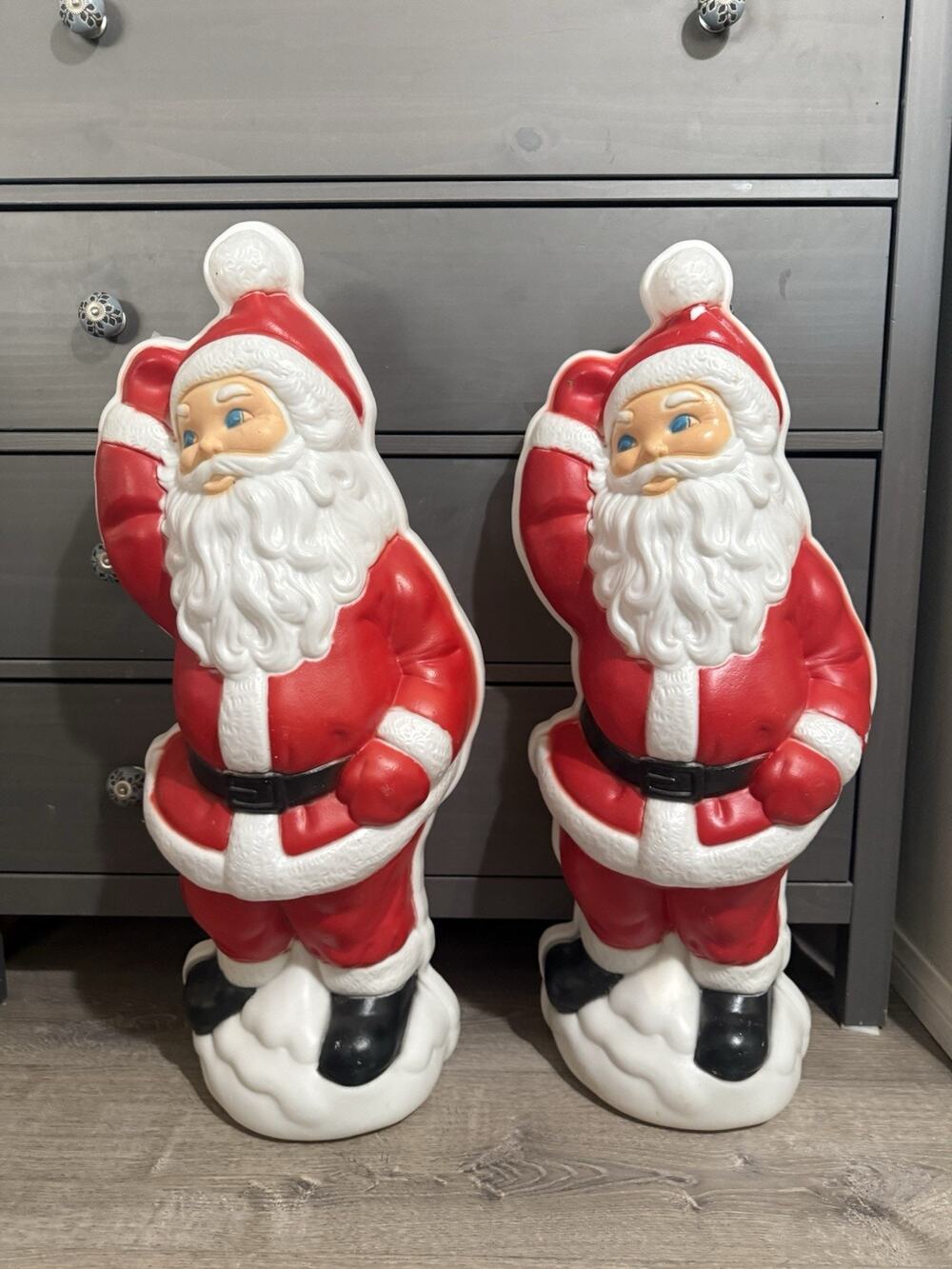 2 VINTAGE 30” Waving Santa Blow Mold (only Front Part)